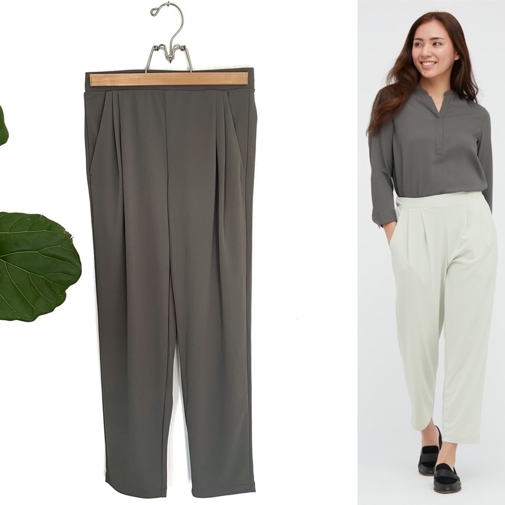 Uniqlo Crepe Tapered Olive Jersey Pants! New!!